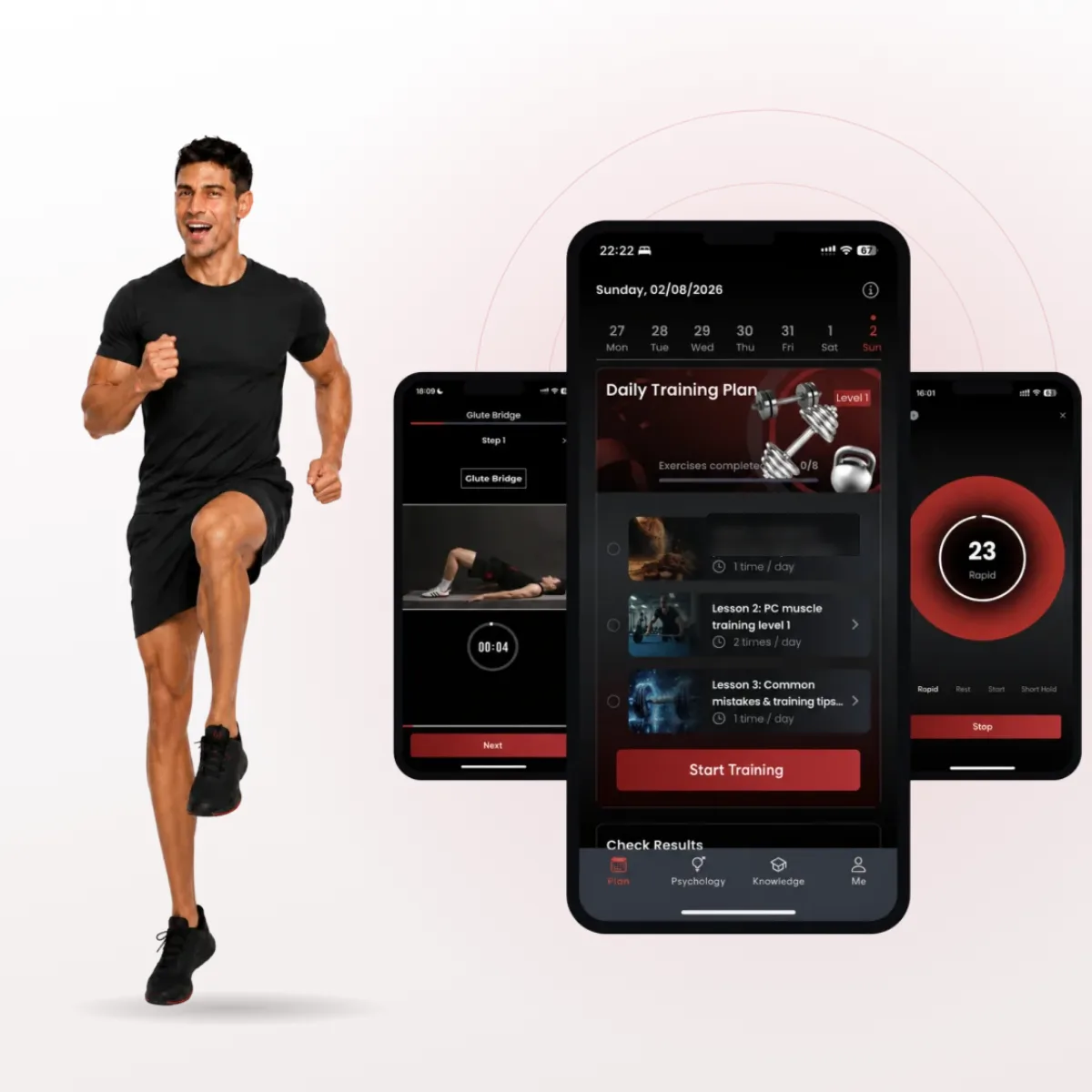 Man training with the TheCare app